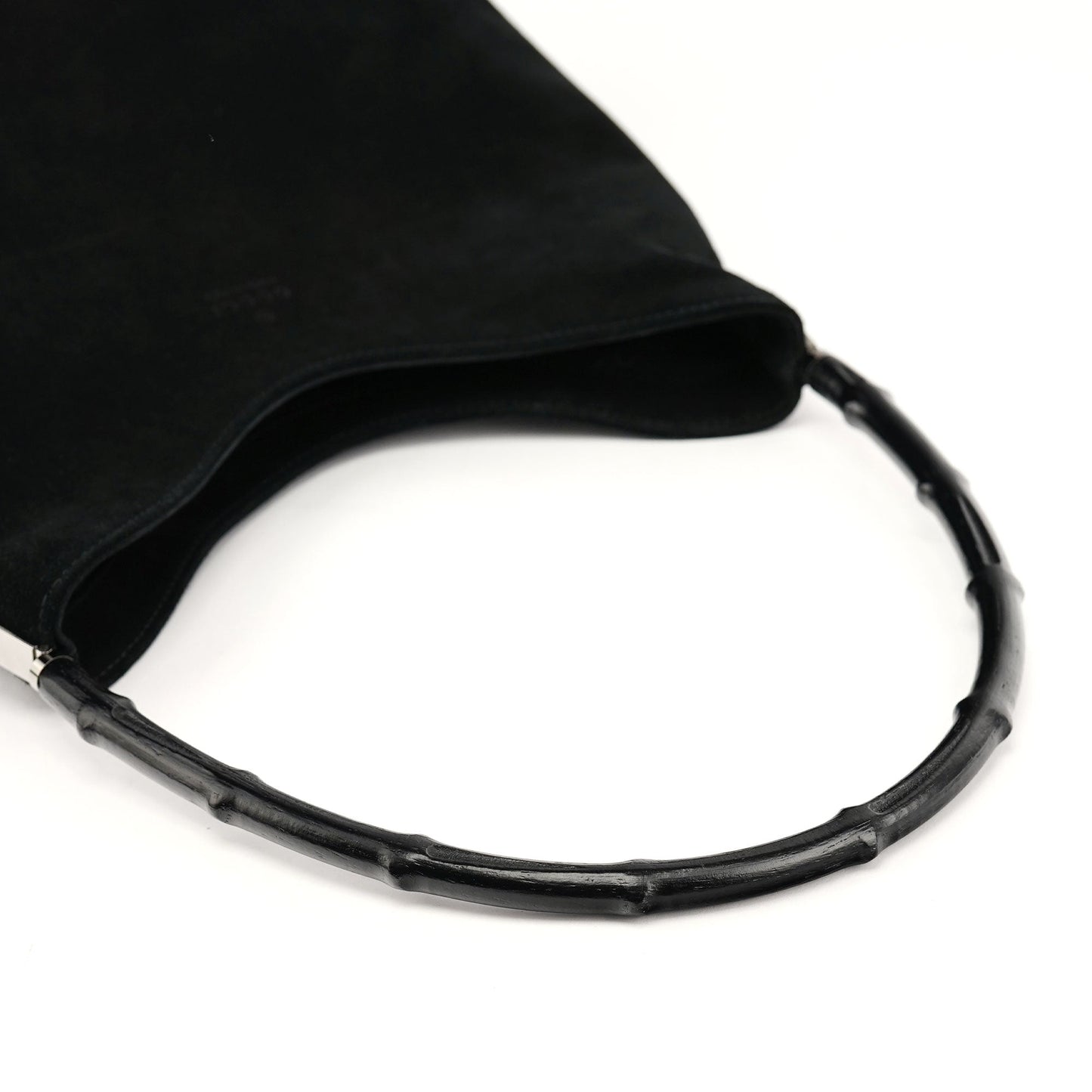 Black Suede Bamboo Shoulder Bag