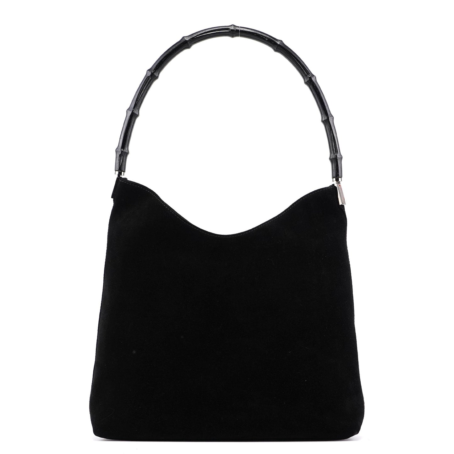 Black Suede Bamboo Shoulder Bag