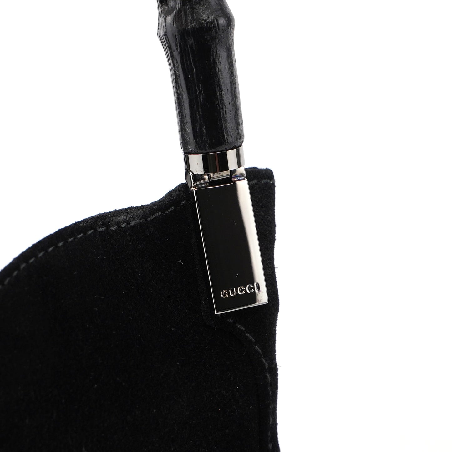 Black Suede Bamboo Shoulder Bag