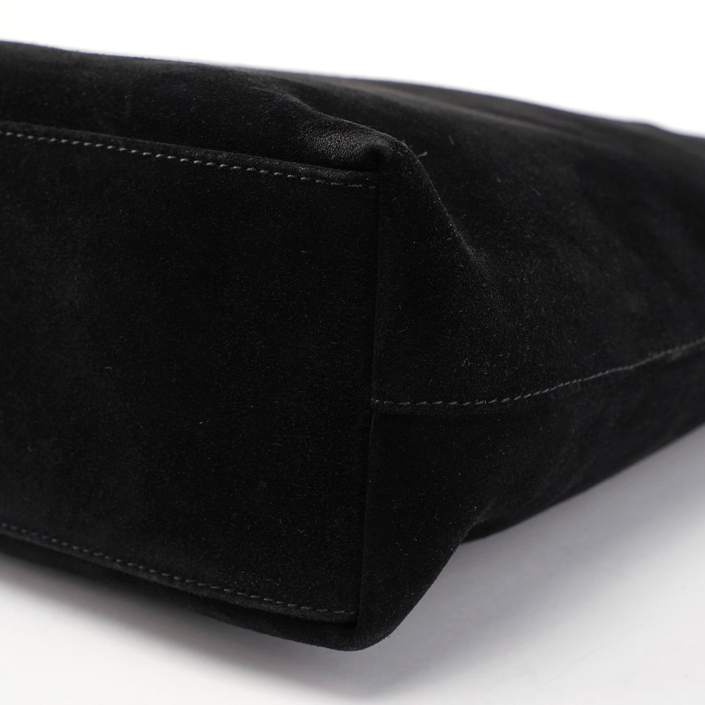 Black Suede Bamboo Shoulder Bag