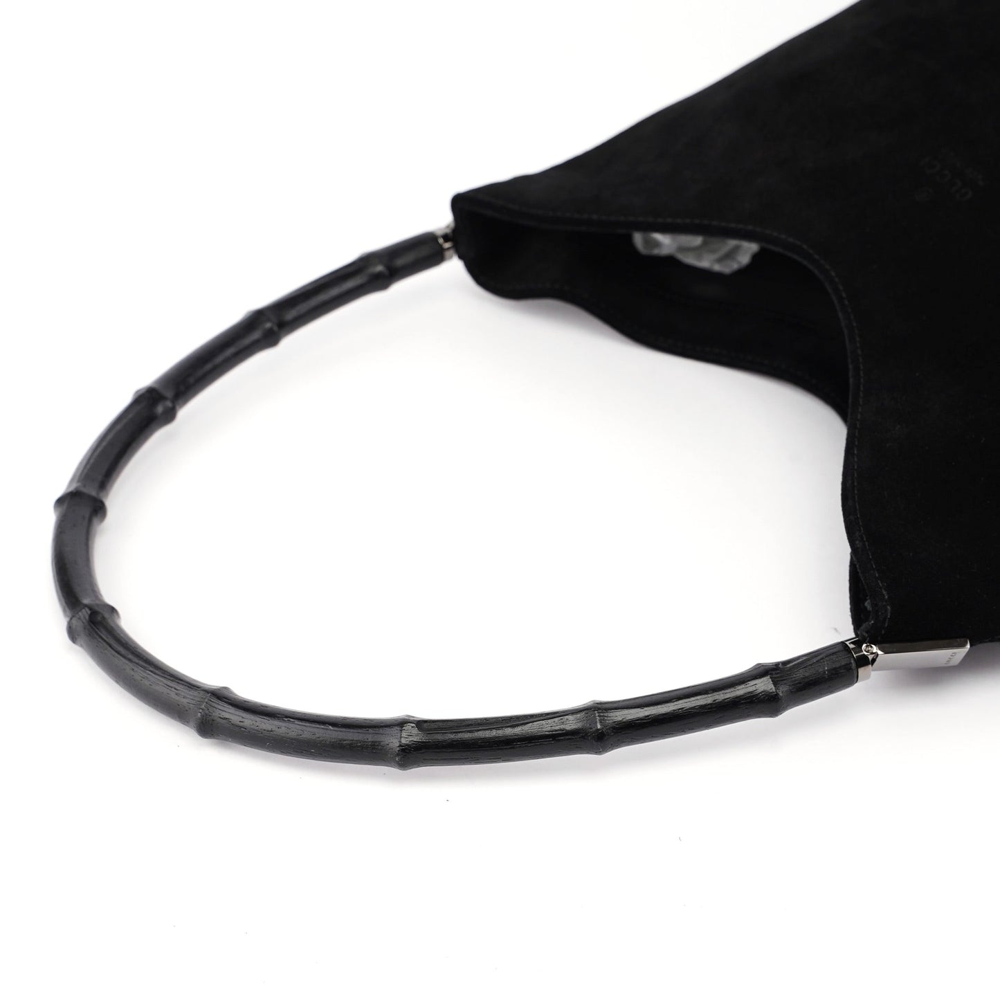 Black Suede Bamboo Shoulder Bag