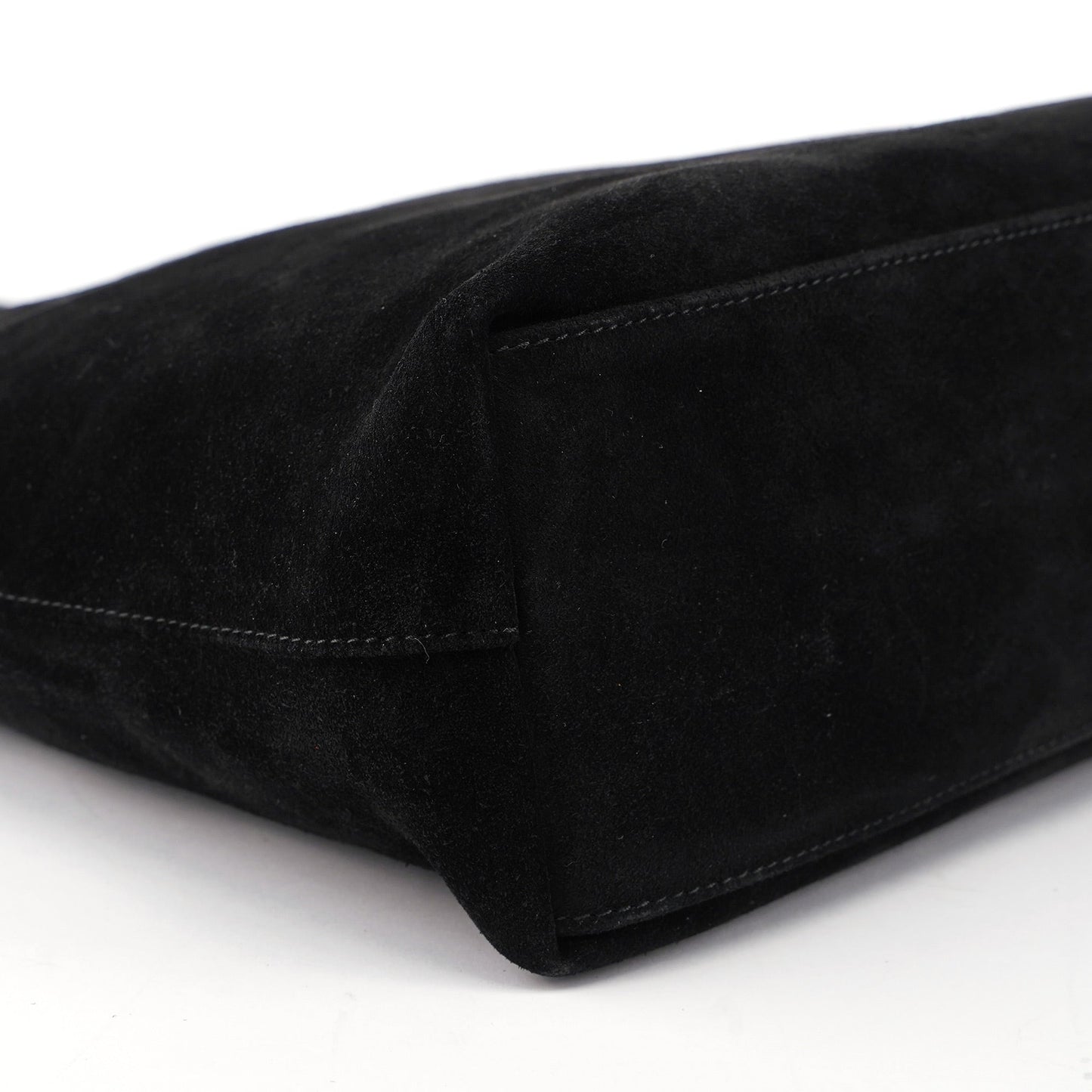 Black Suede Bamboo Shoulder Bag