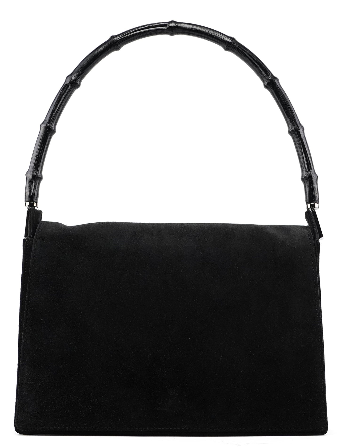 Black Suede Bamboo Shoulder Bag