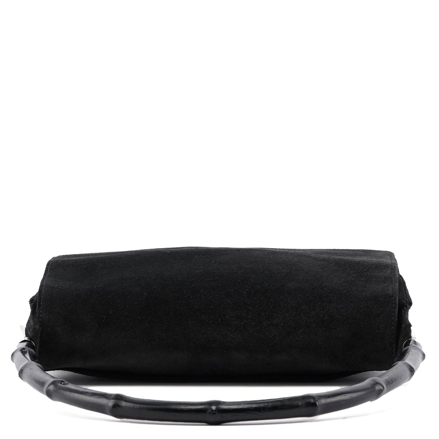 Black Suede Bamboo Shoulder Bag