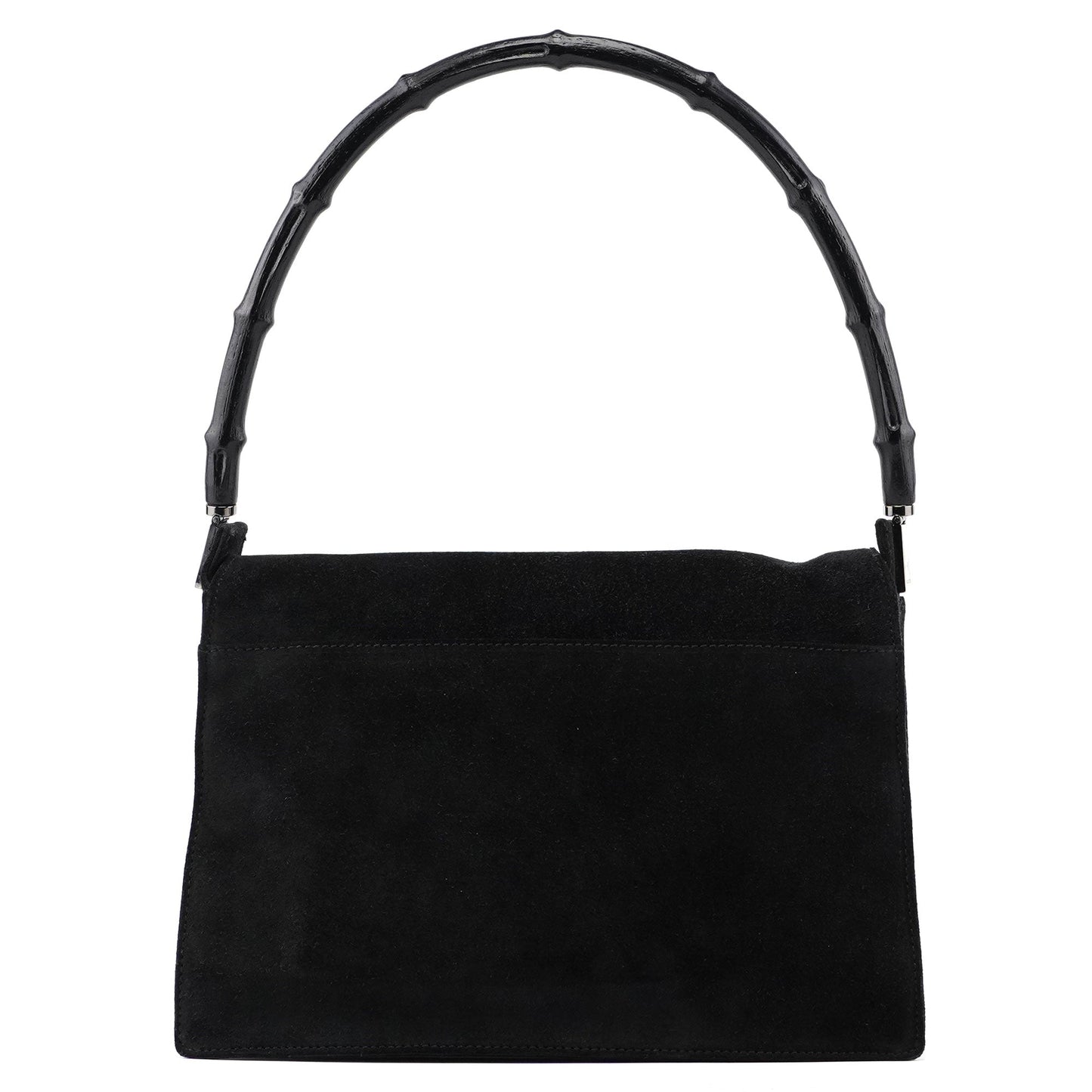 Black Suede Bamboo Shoulder Bag