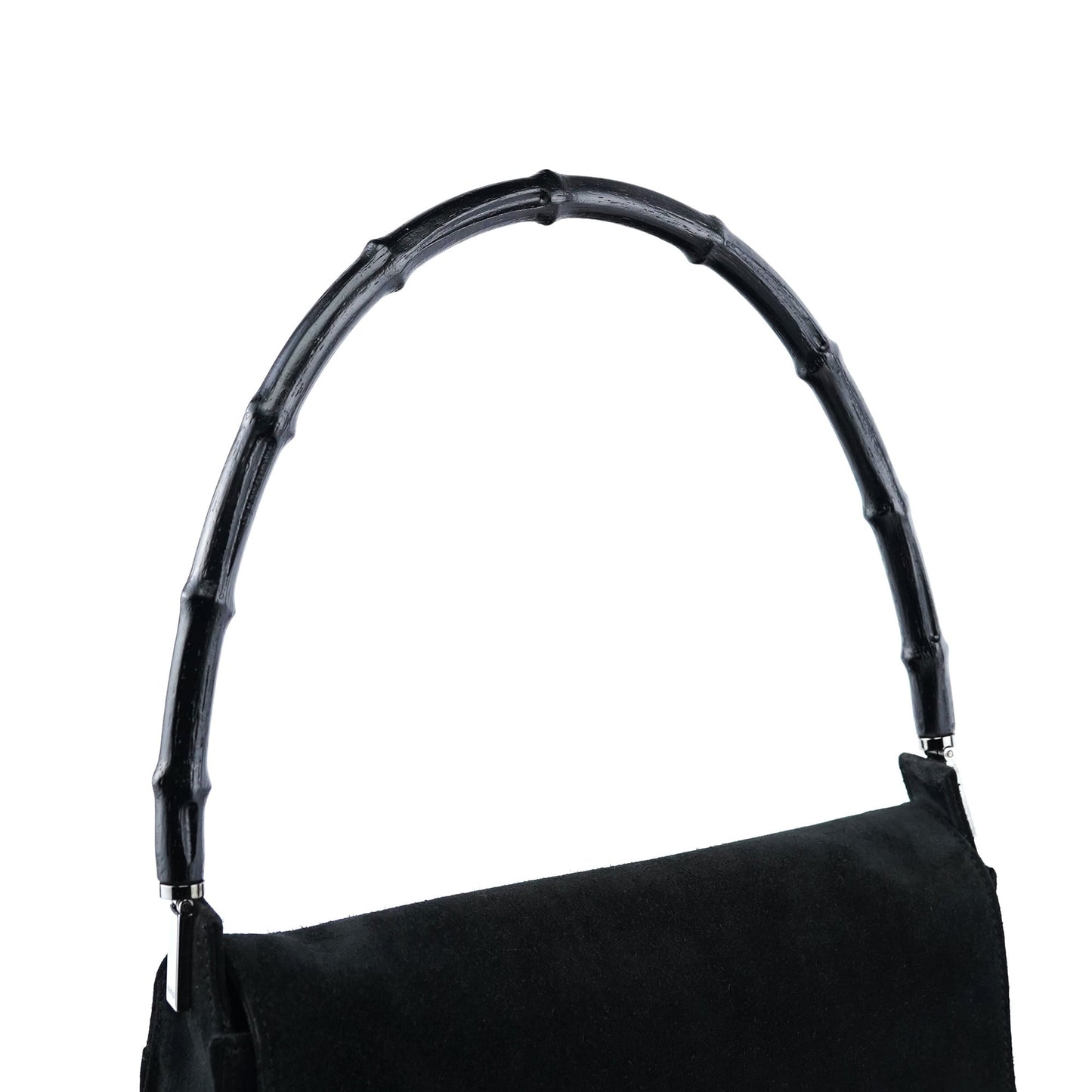 Black Suede Bamboo Shoulder Bag