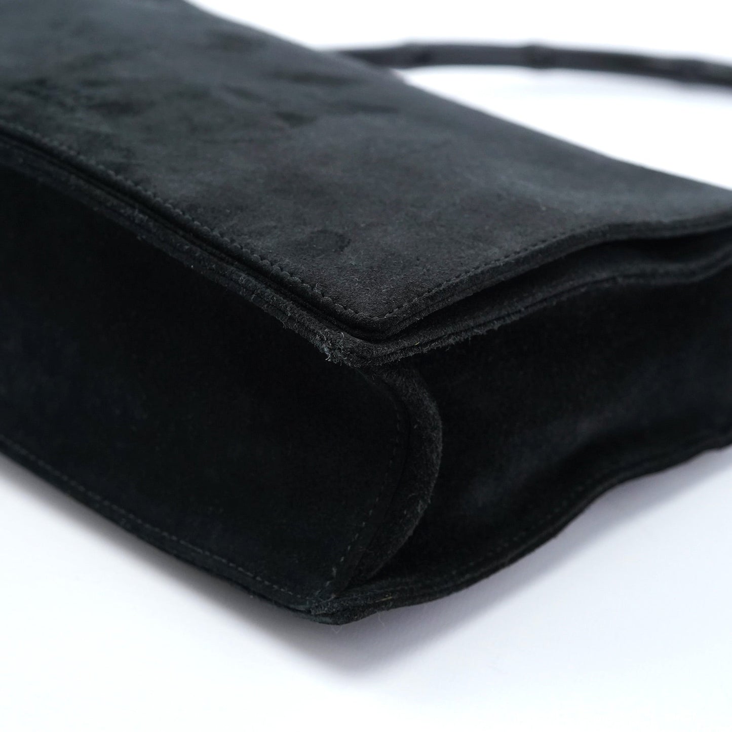Black Suede Bamboo Shoulder Bag