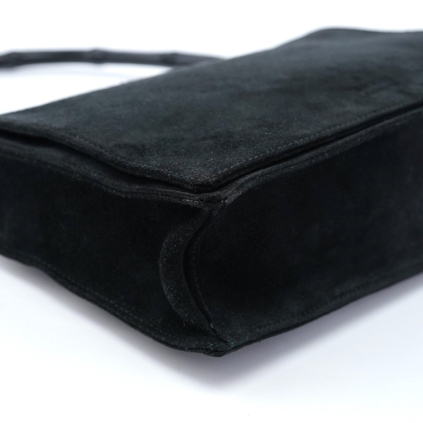 Black Suede Bamboo Shoulder Bag