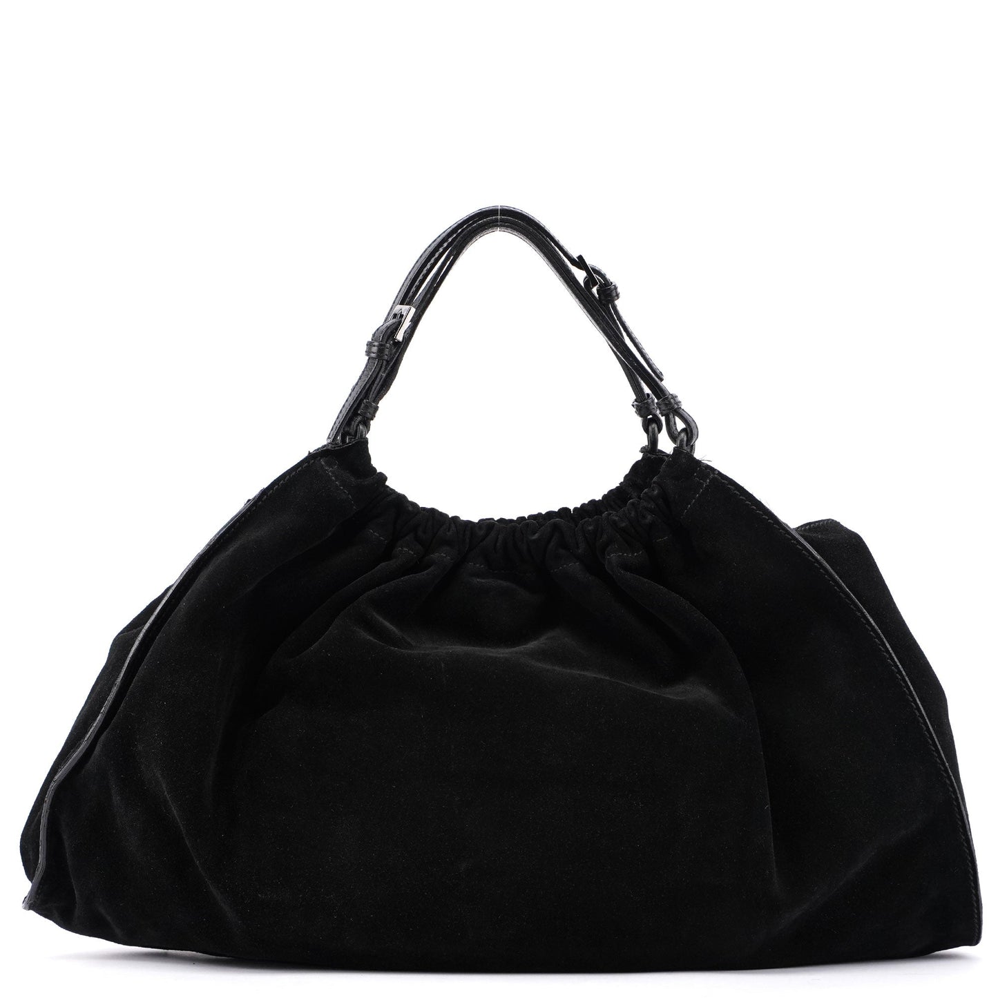 Black Suede Dual Handle Bag