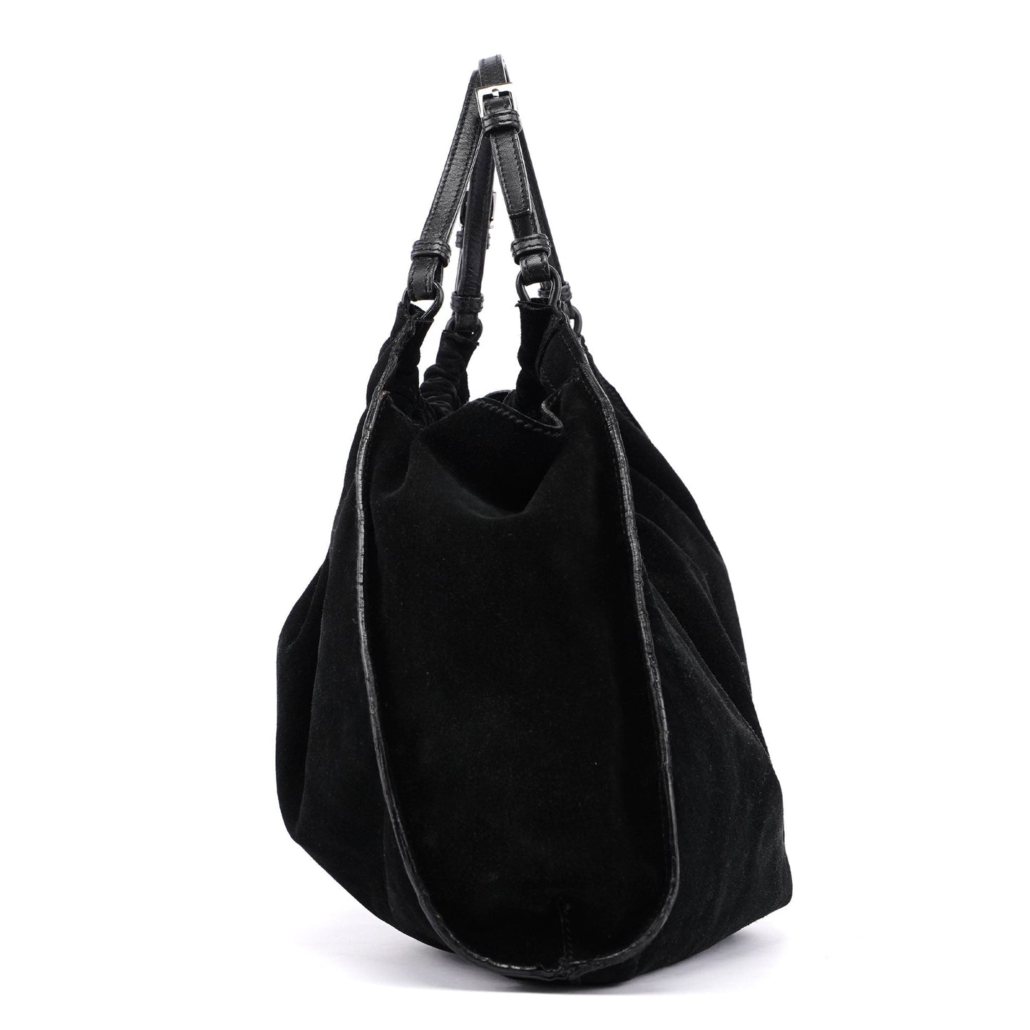 Black Suede Dual Handle Bag
