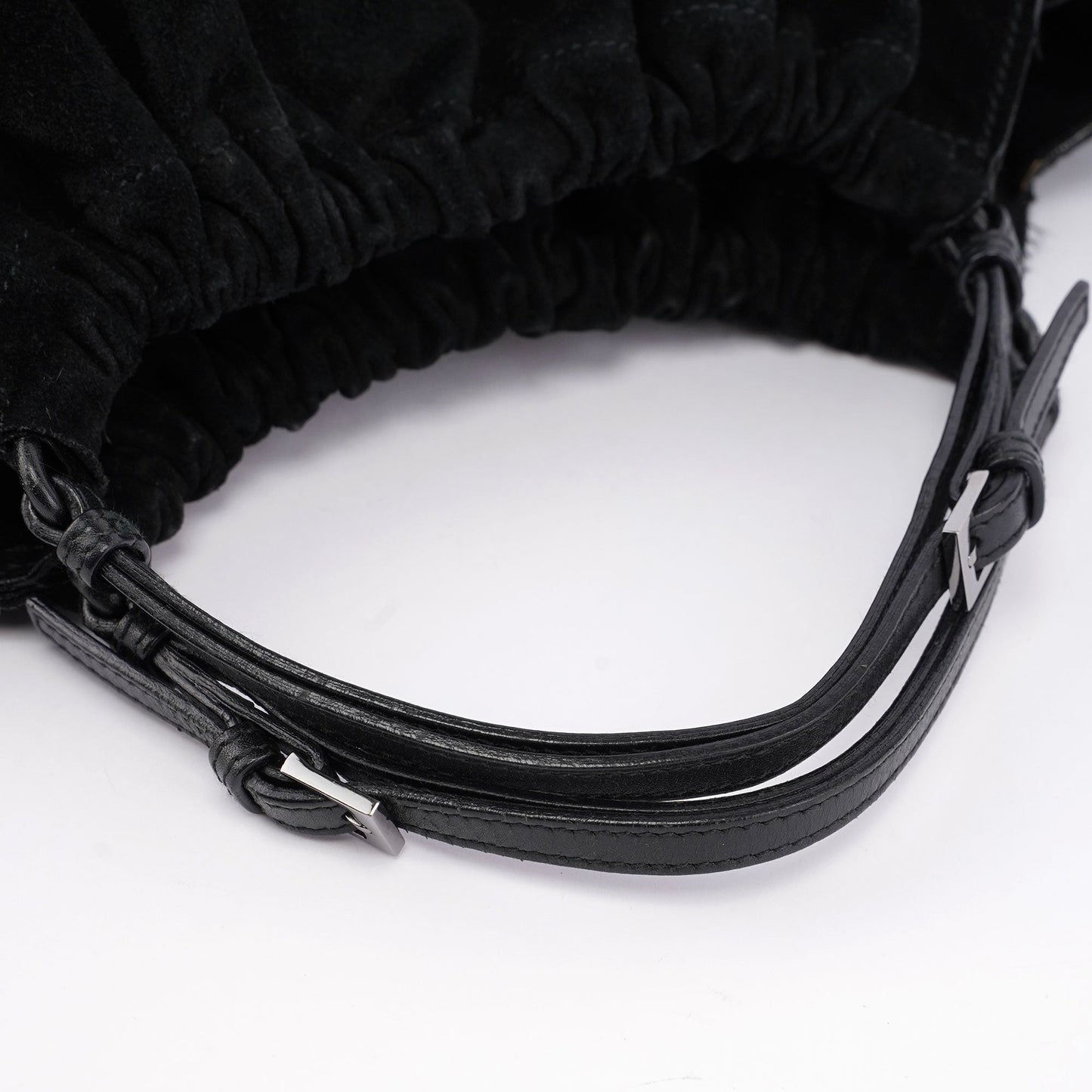 Black Suede Dual Handle Bag