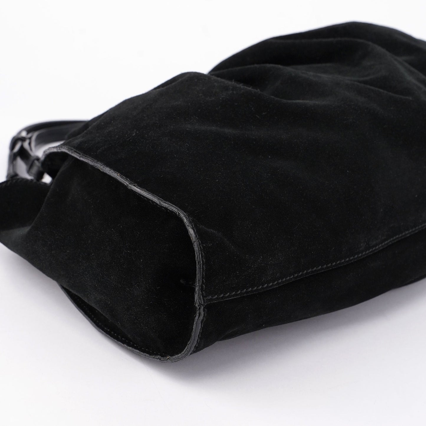 Black Suede Dual Handle Bag