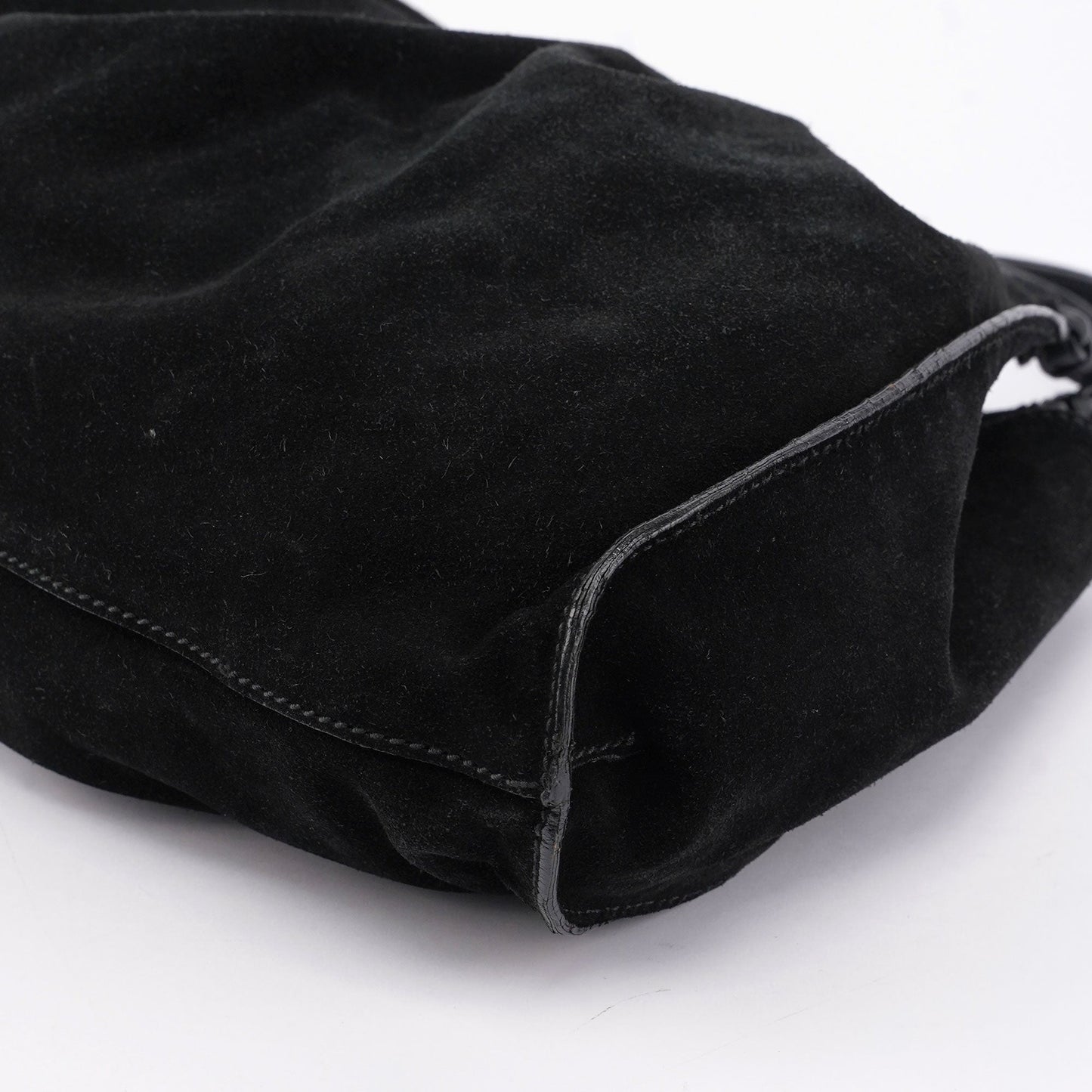 Black Suede Dual Handle Bag