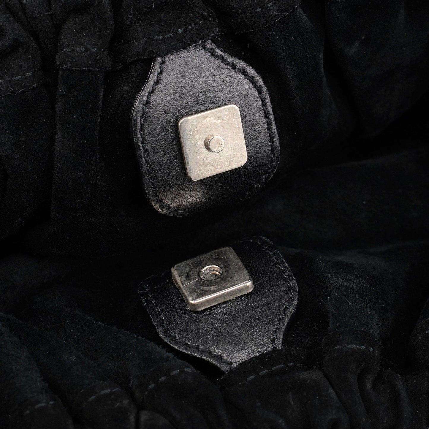 Black Suede Dual Handle Bag