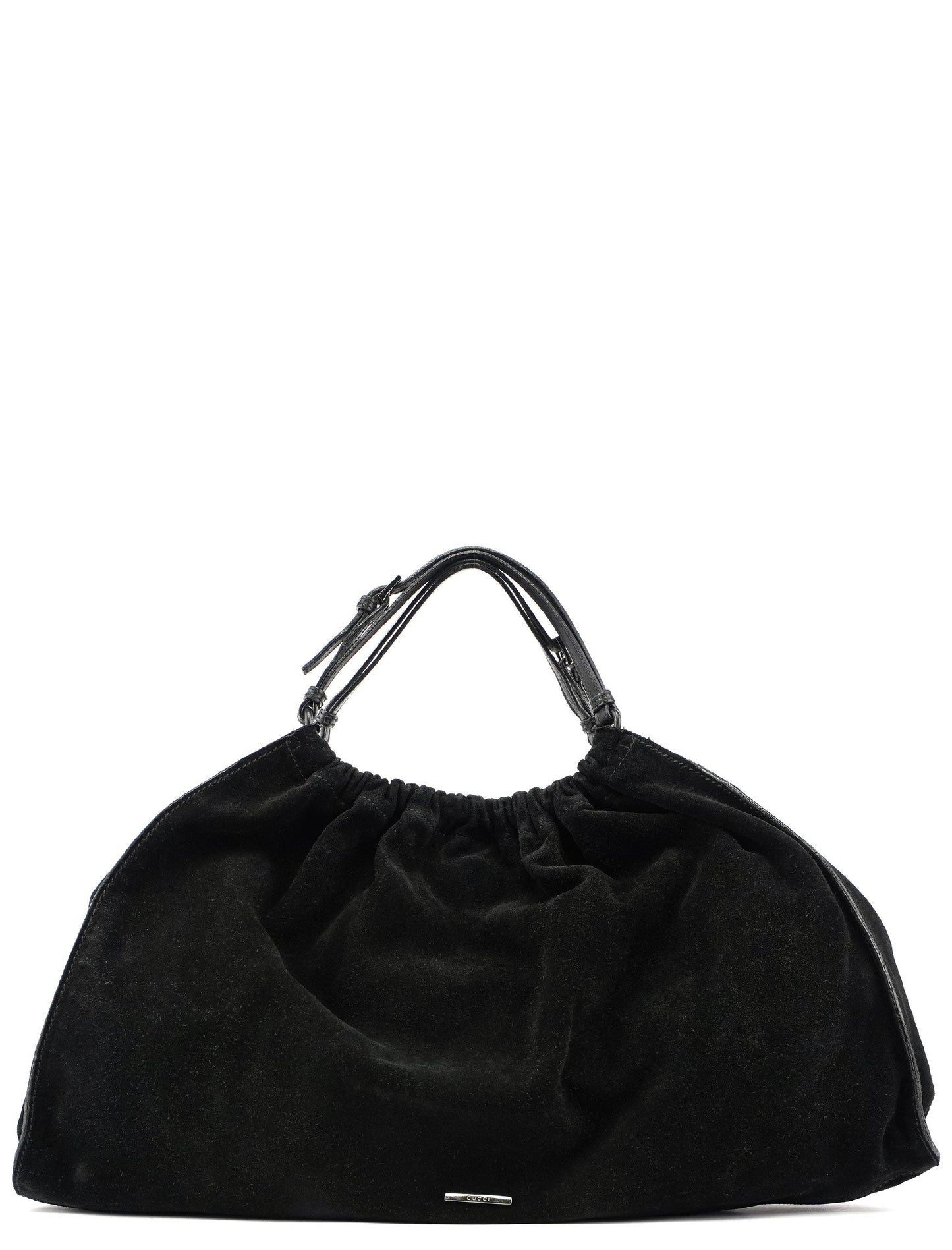 Black Suede Dual Handle Bag