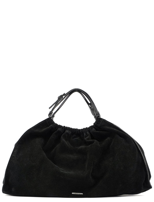 Black Suede Dual Handle Bag