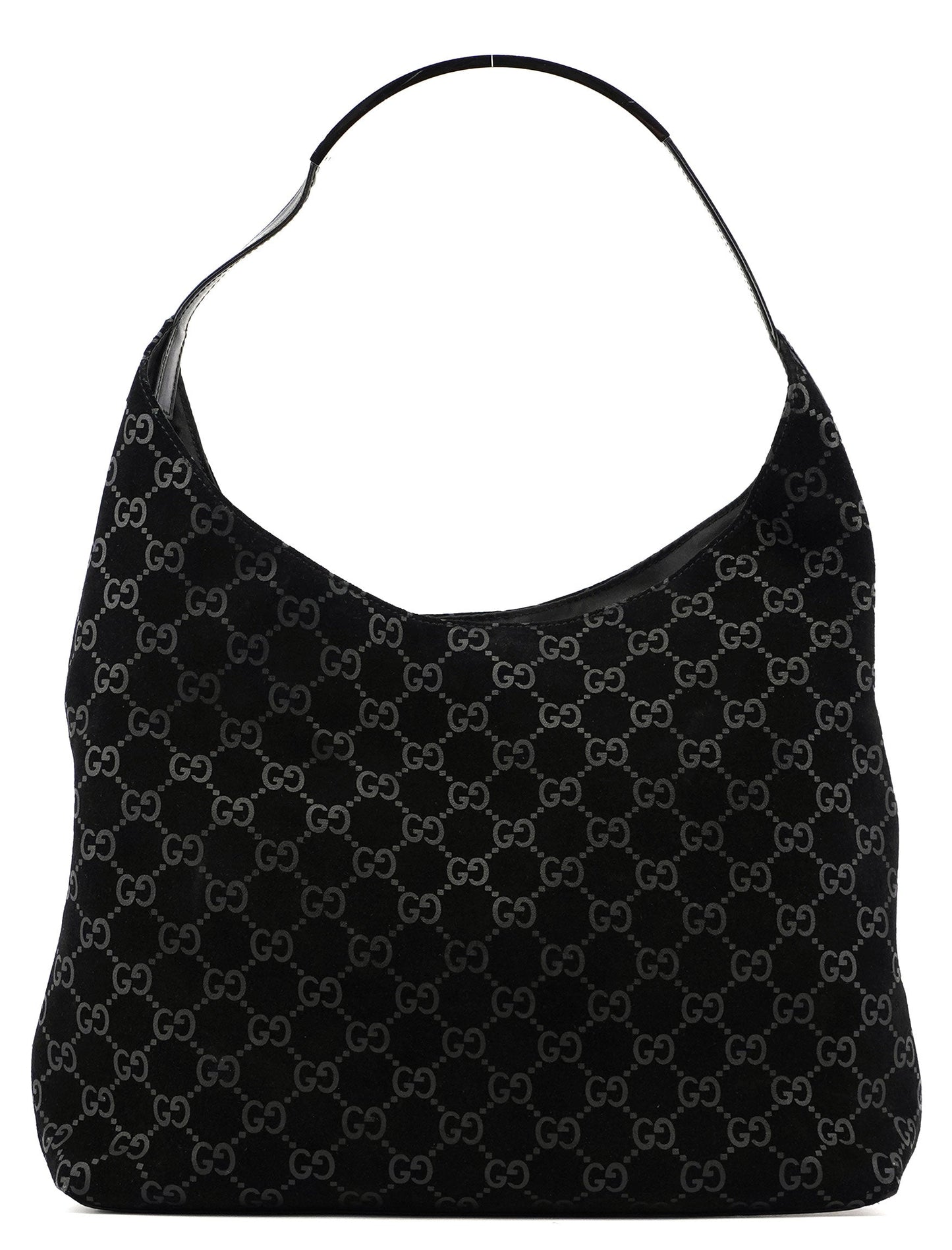 Black Suede GG Hobo Shoulder Bag