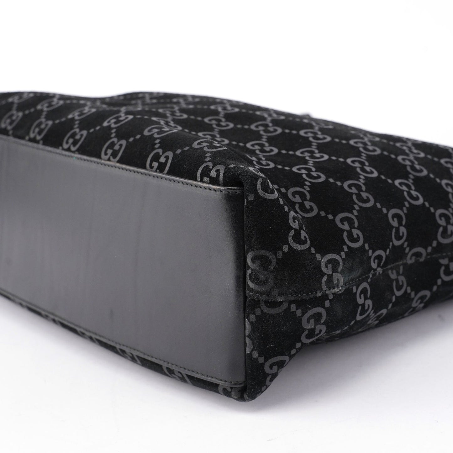 Black Suede GG Hobo Shoulder Bag