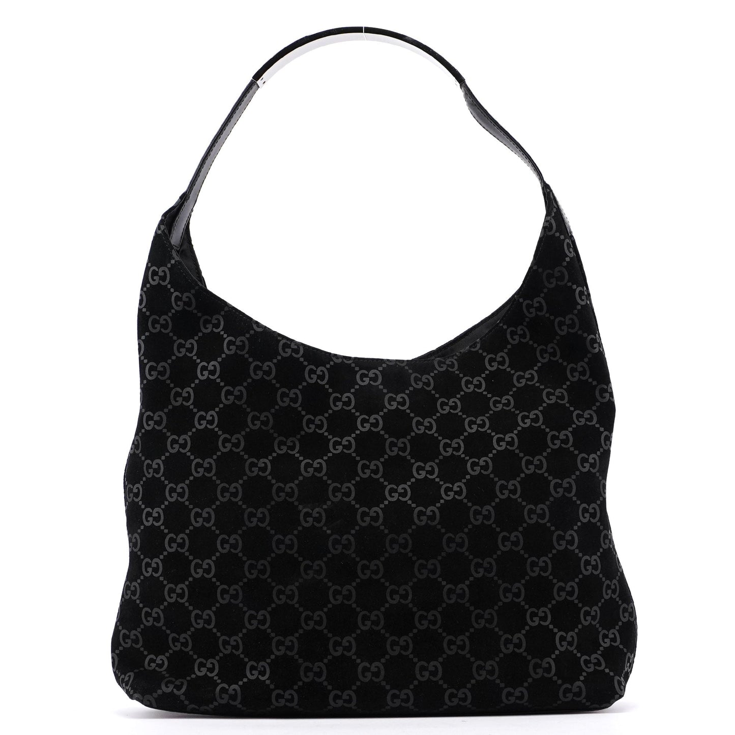 Black Suede GG Hobo Shoulder Bag