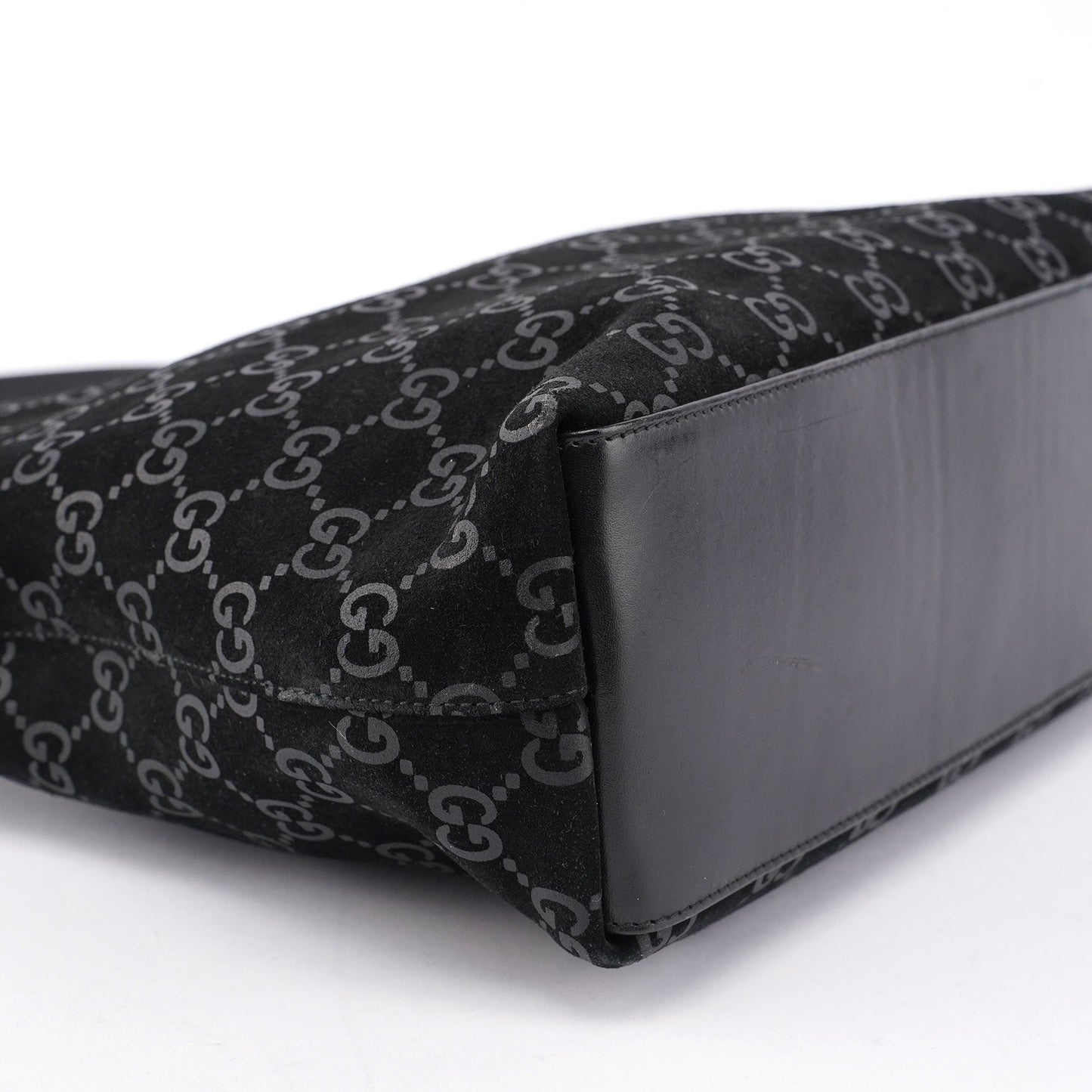 Black Suede GG Hobo Shoulder Bag