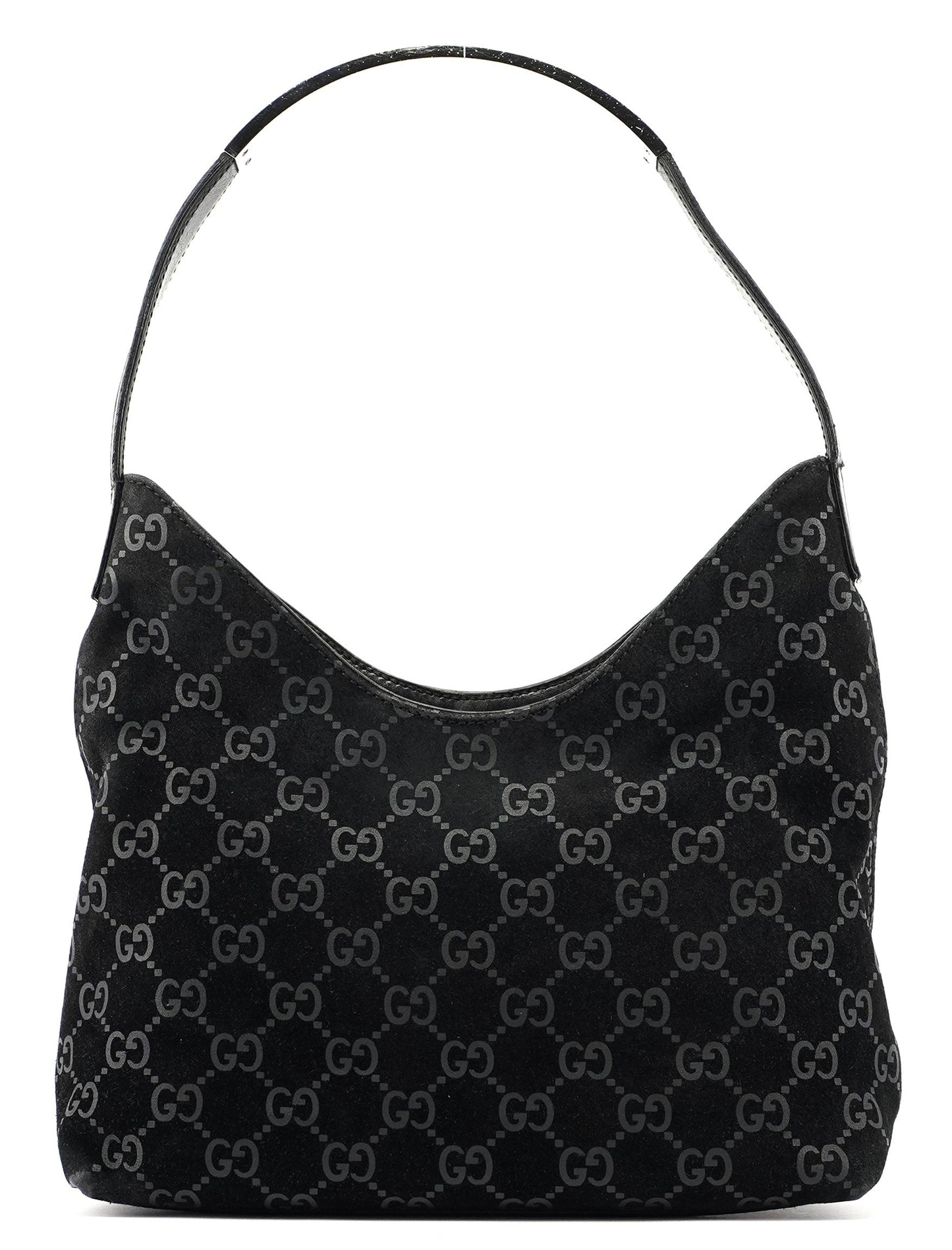 Black Suede GG Hobo Shoulder Bag