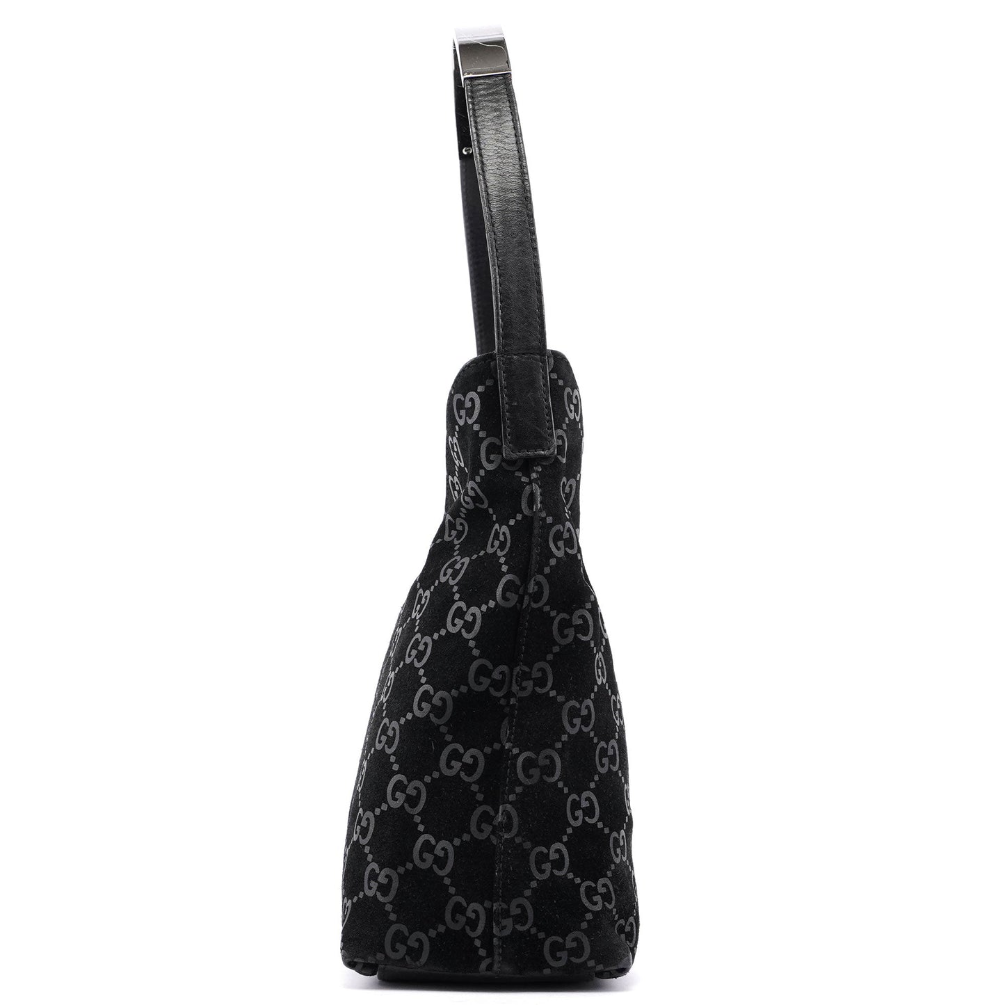 Black Suede GG Hobo Shoulder Bag