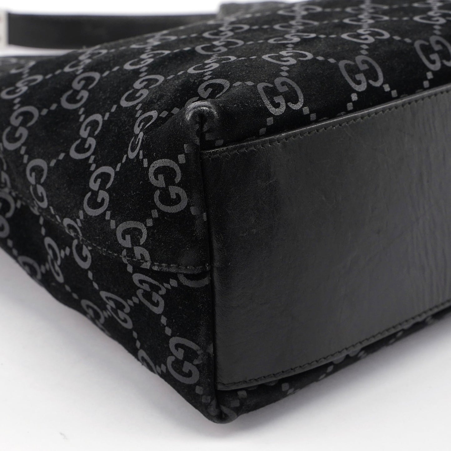 Black Suede GG Hobo Shoulder Bag