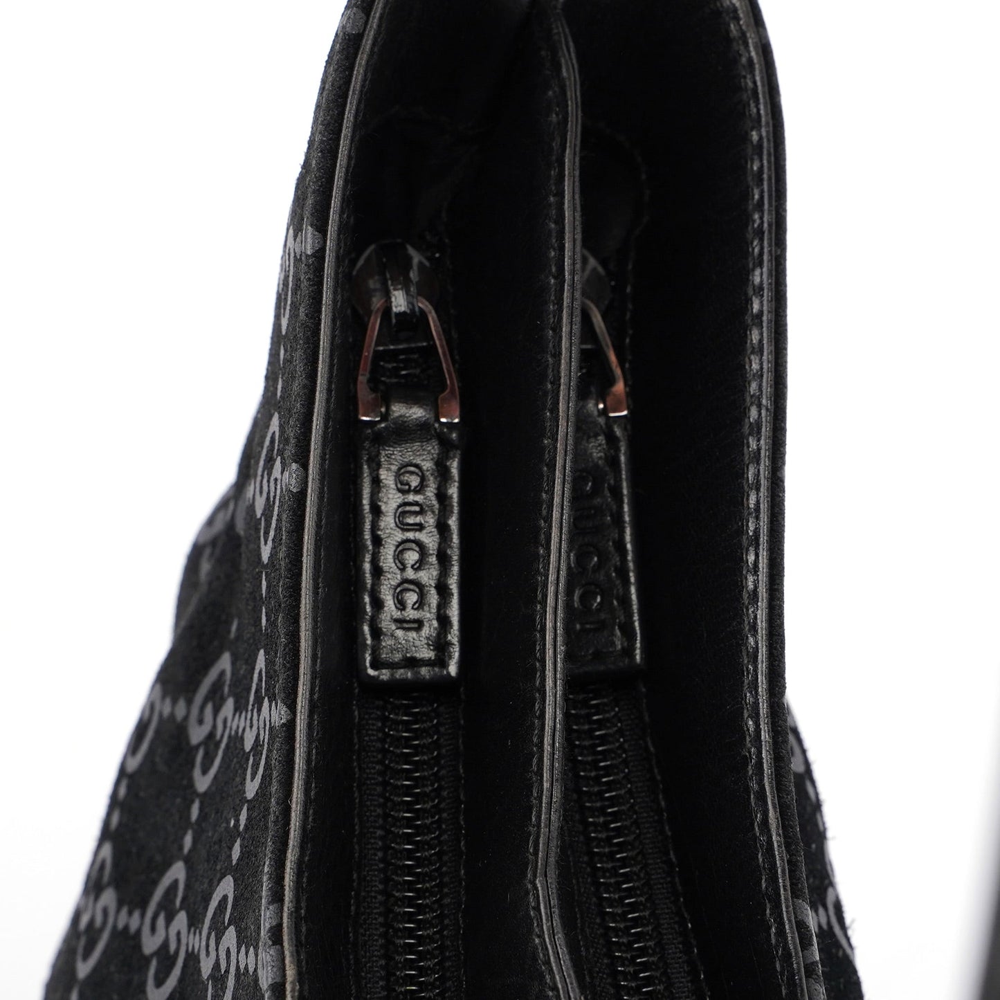 Black Suede GG Hobo Shoulder Bag