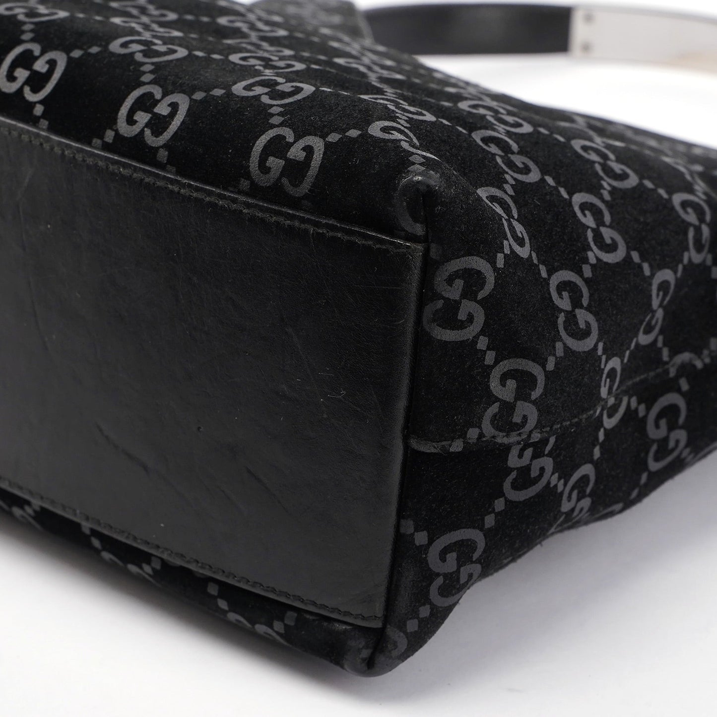 Black Suede GG Hobo Shoulder Bag