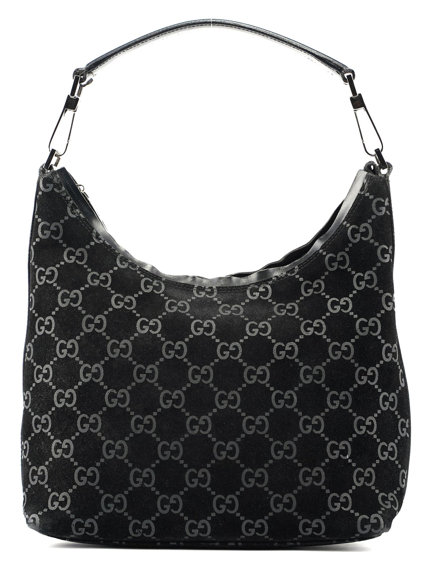 Black Suede GG Hobo Shoulder Bag