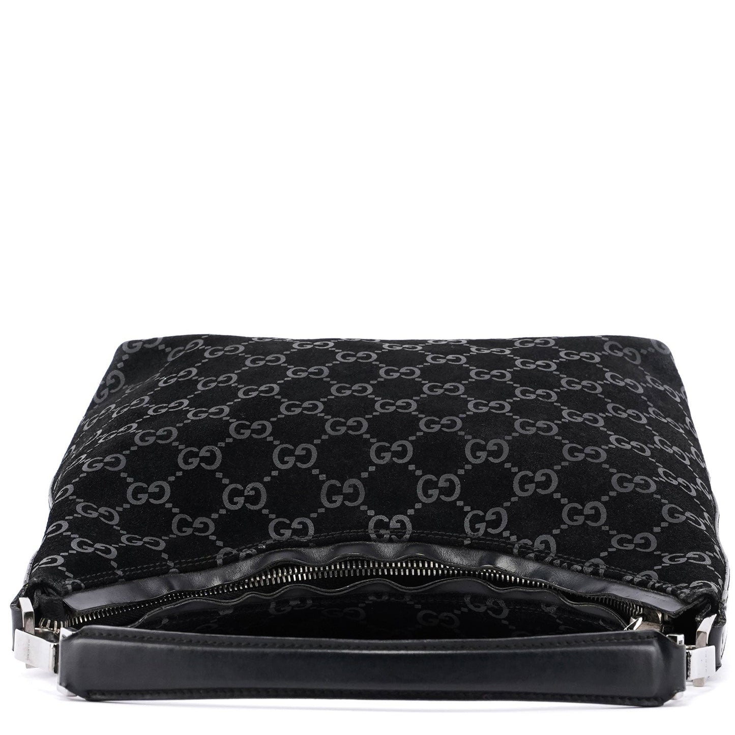 Black Suede GG Hobo Shoulder Bag
