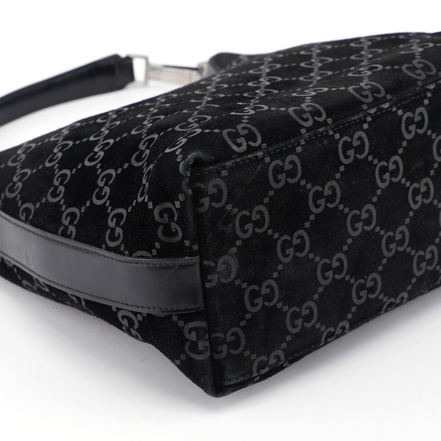 Black Suede GG Hobo Shoulder Bag