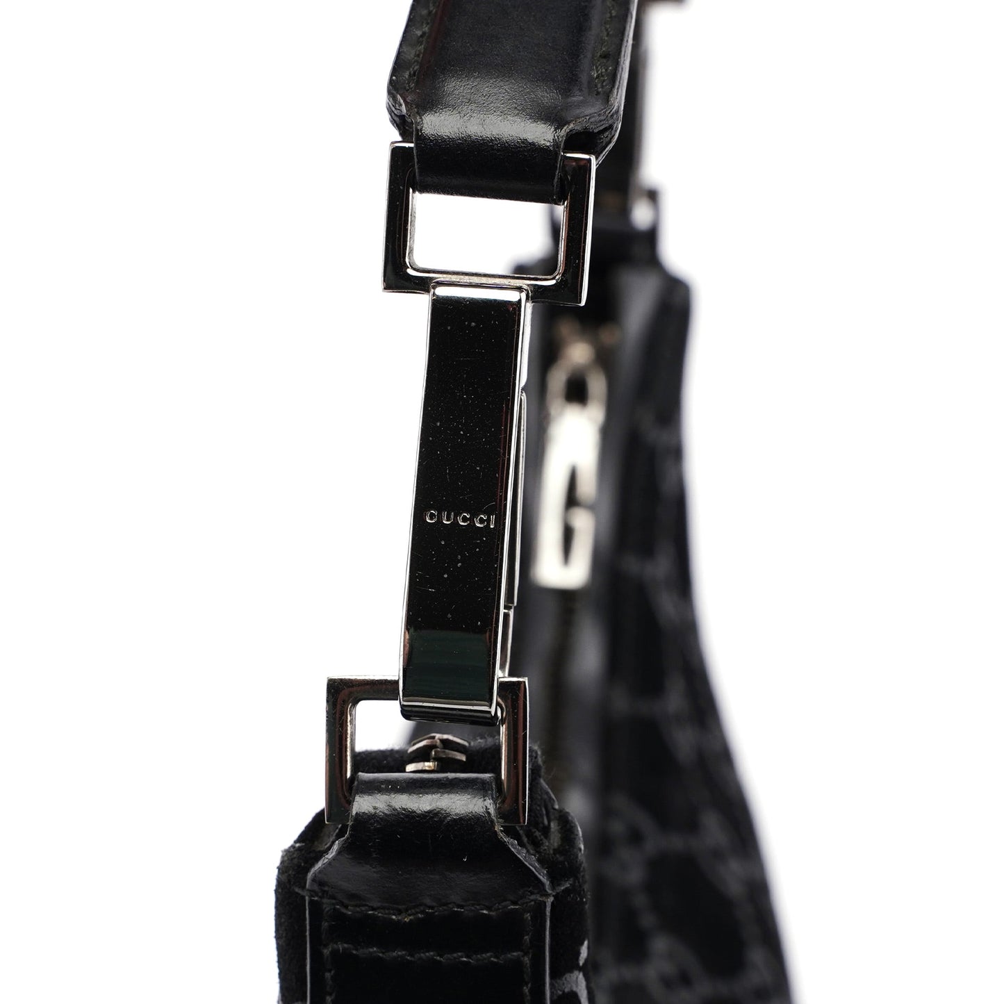Black Suede GG Hobo Shoulder Bag