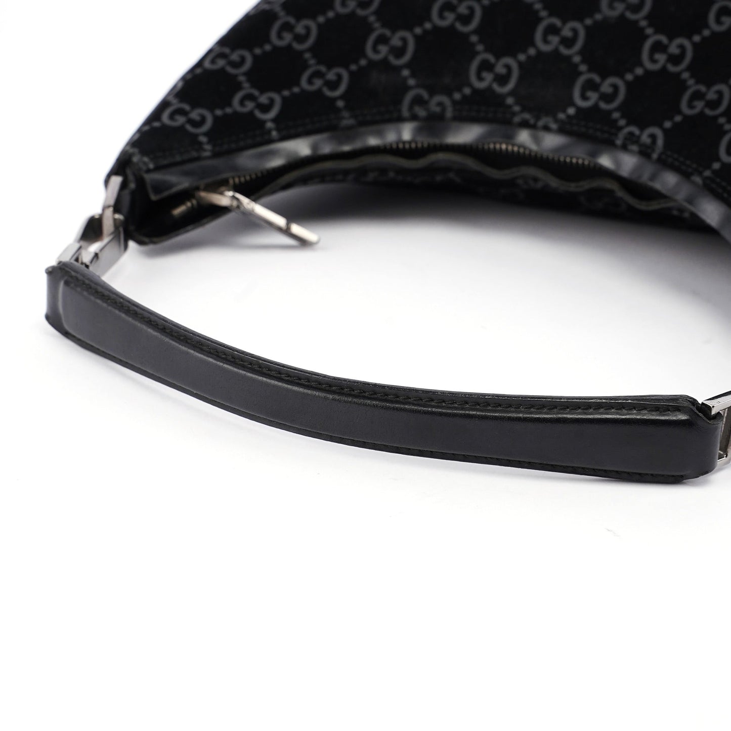 Black Suede GG Hobo Shoulder Bag