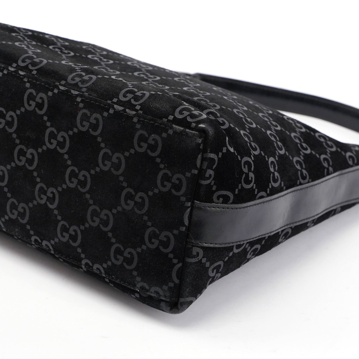 Black Suede GG Hobo Shoulder Bag