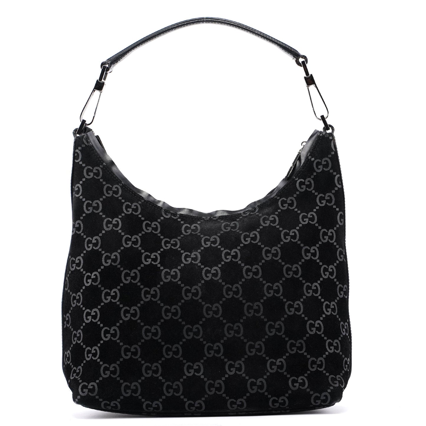 Black Suede GG Hobo Shoulder Bag