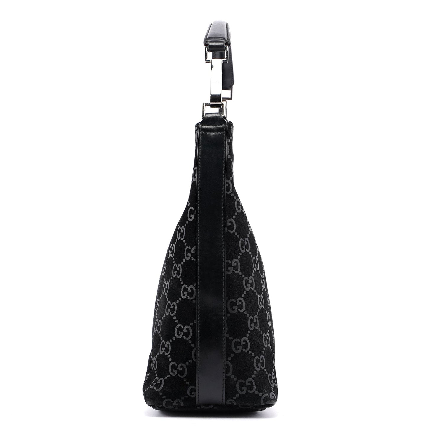Black Suede GG Hobo Shoulder Bag