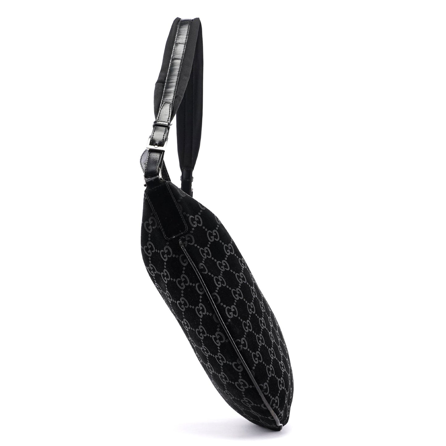 Black Suede GG Hobo Shoulder Bag