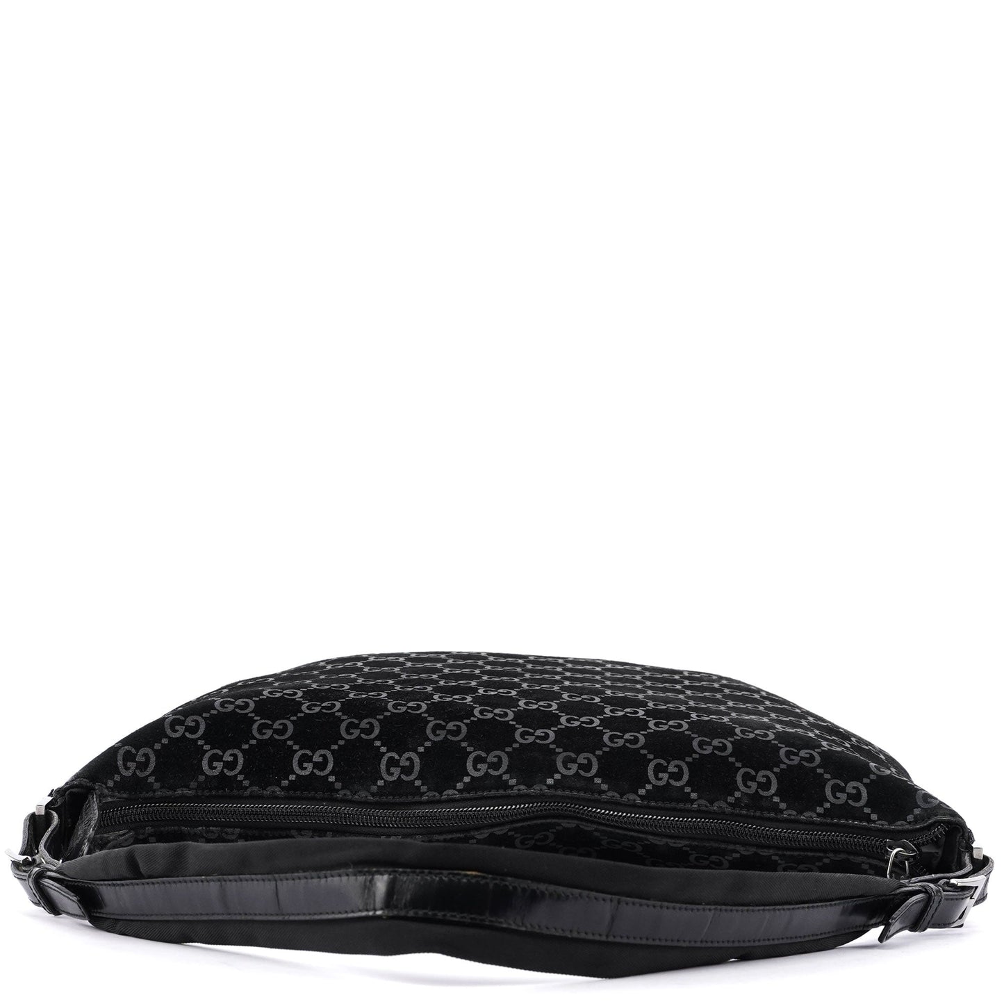 Black Suede GG Hobo Shoulder Bag