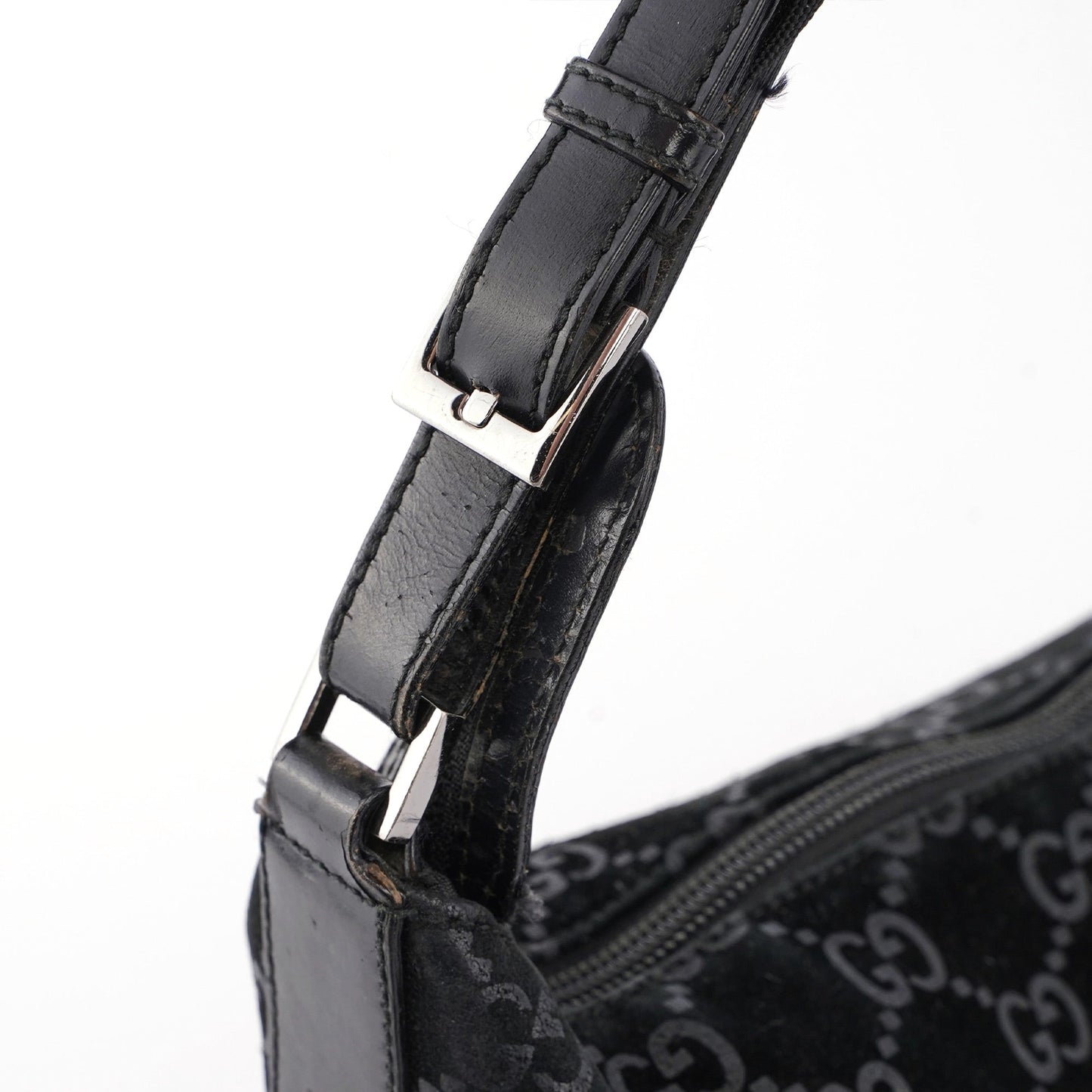 Black Suede GG Hobo Shoulder Bag