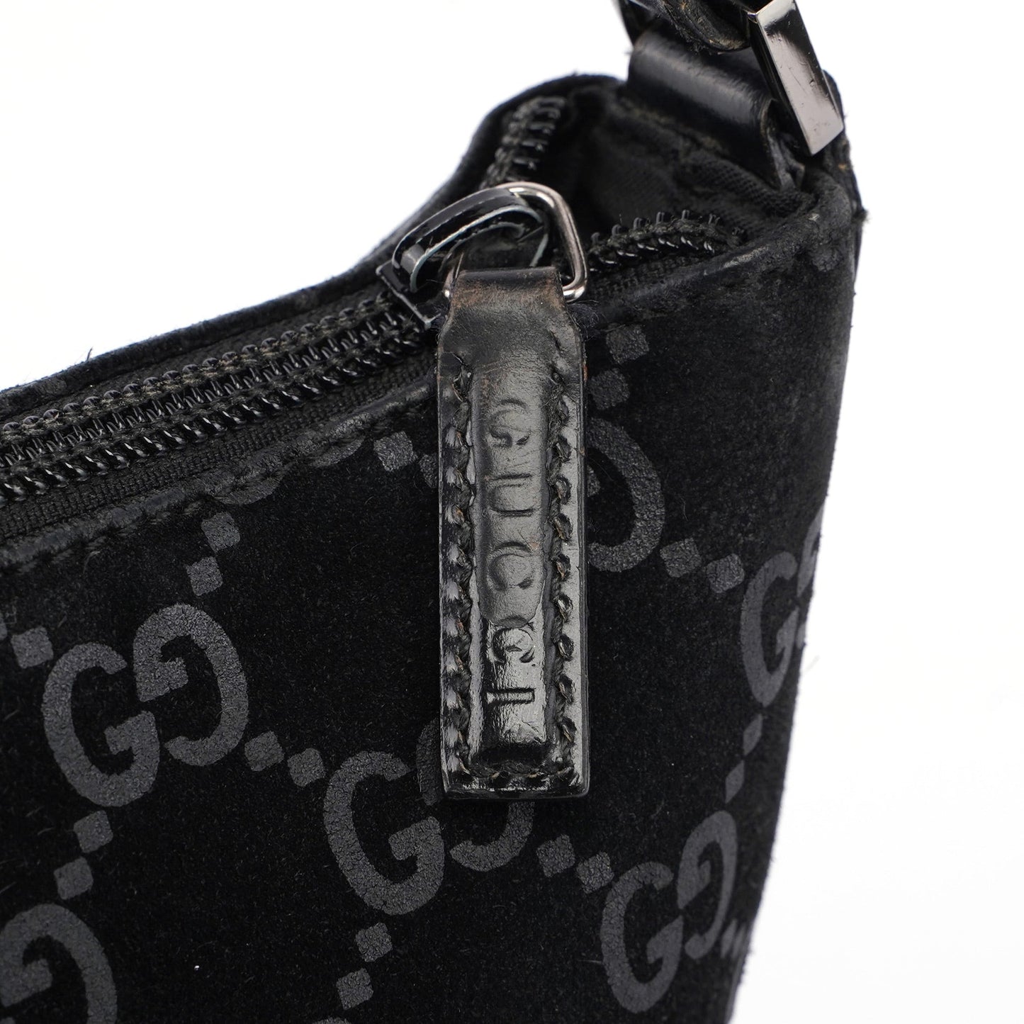 Black Suede GG Hobo Shoulder Bag