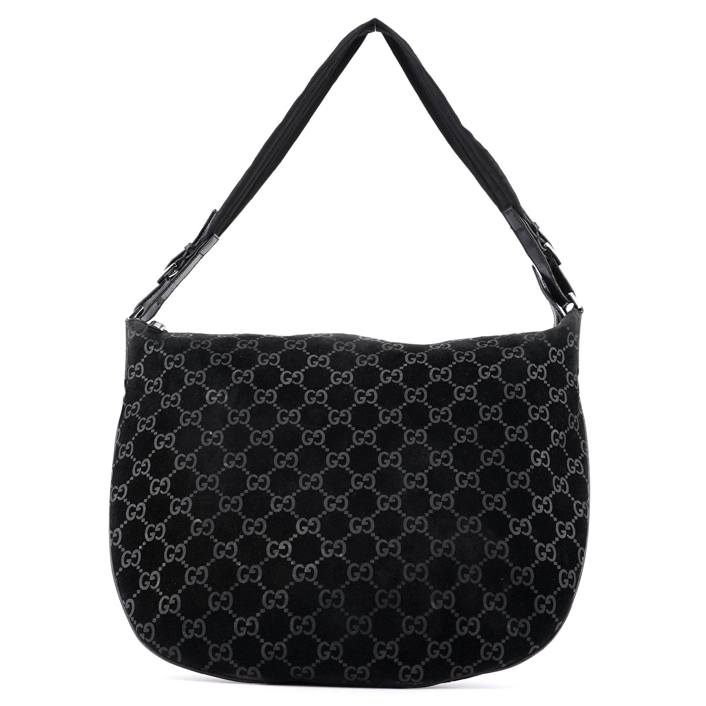 Black Suede GG Hobo Shoulder Bag