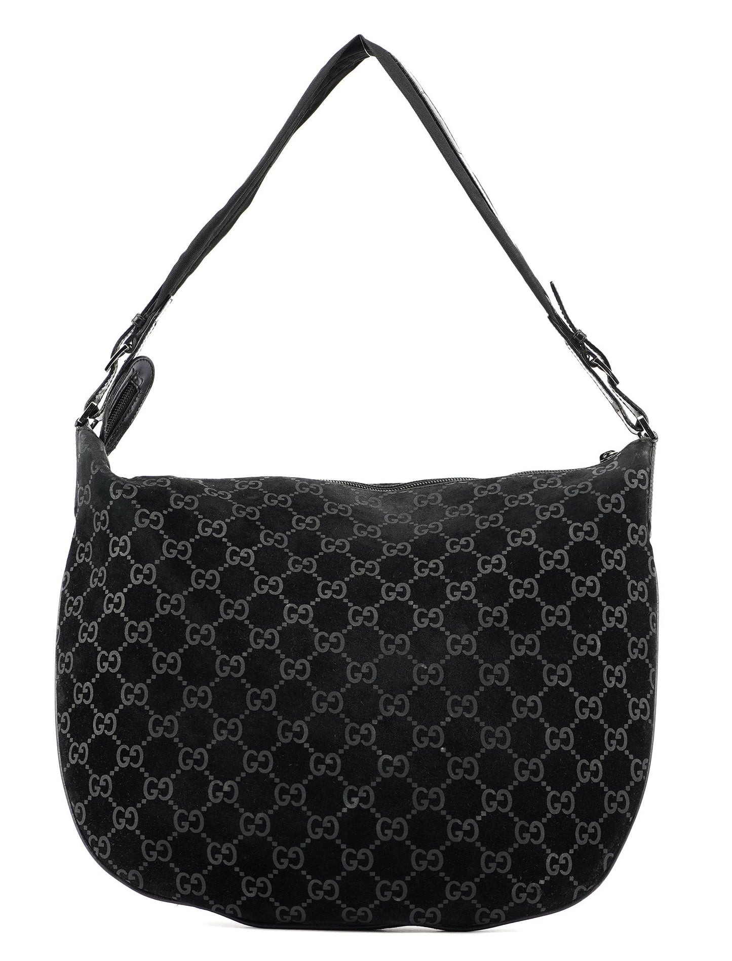 Black Suede GG Hobo Shoulder Bag