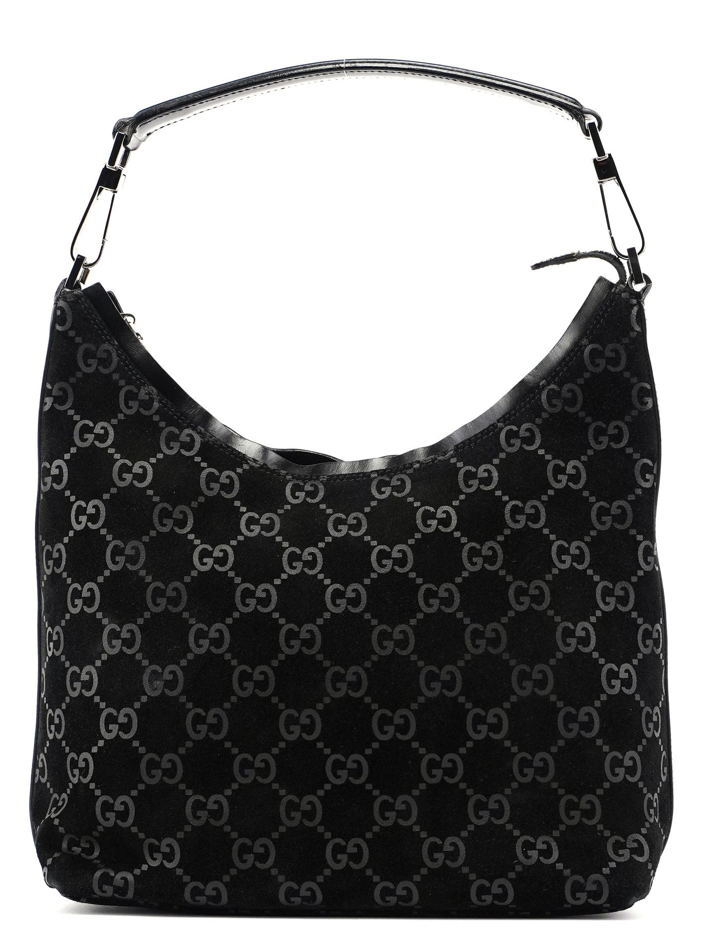 Black Suede GG Hobo Shoulder Bag