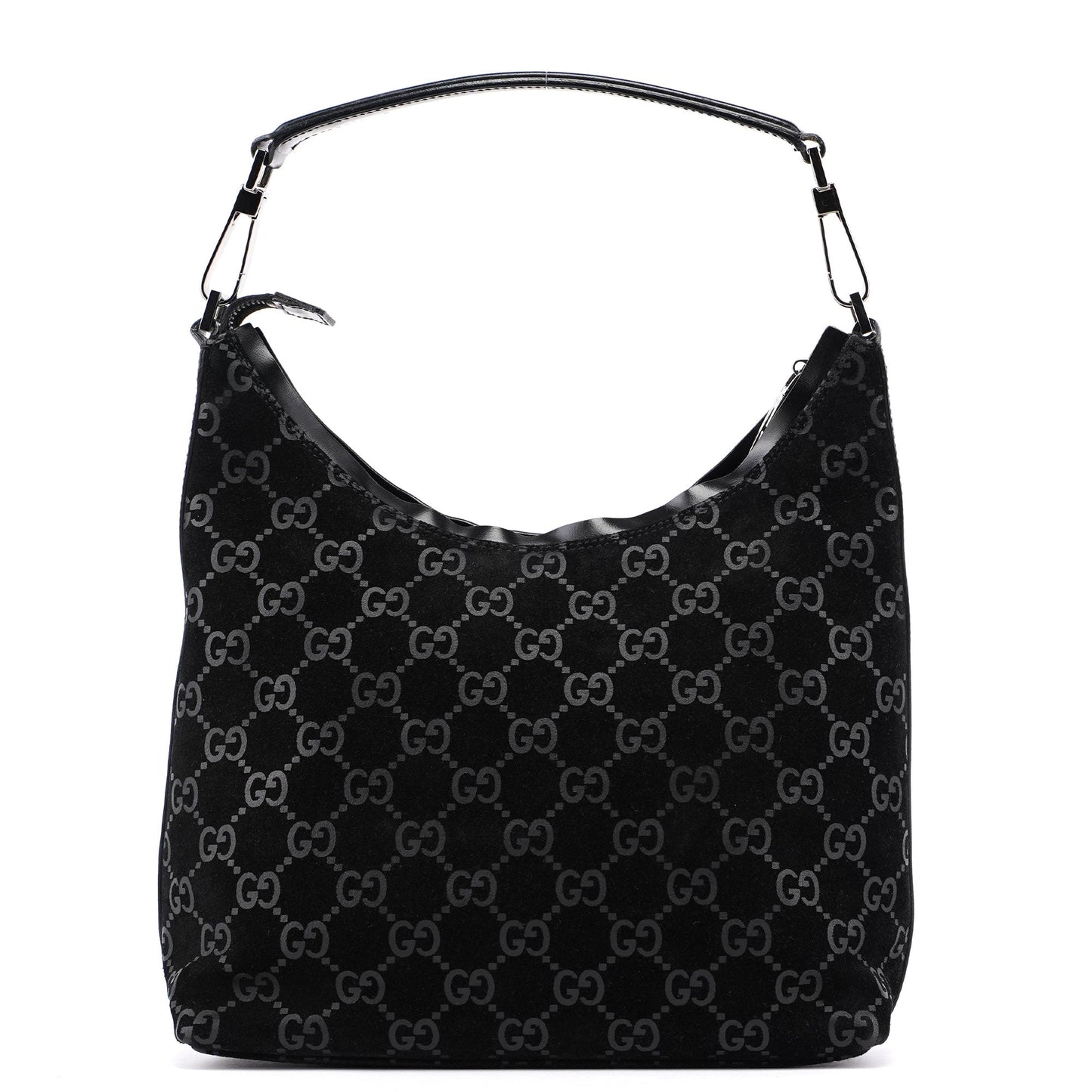 Black Suede GG Hobo Shoulder Bag