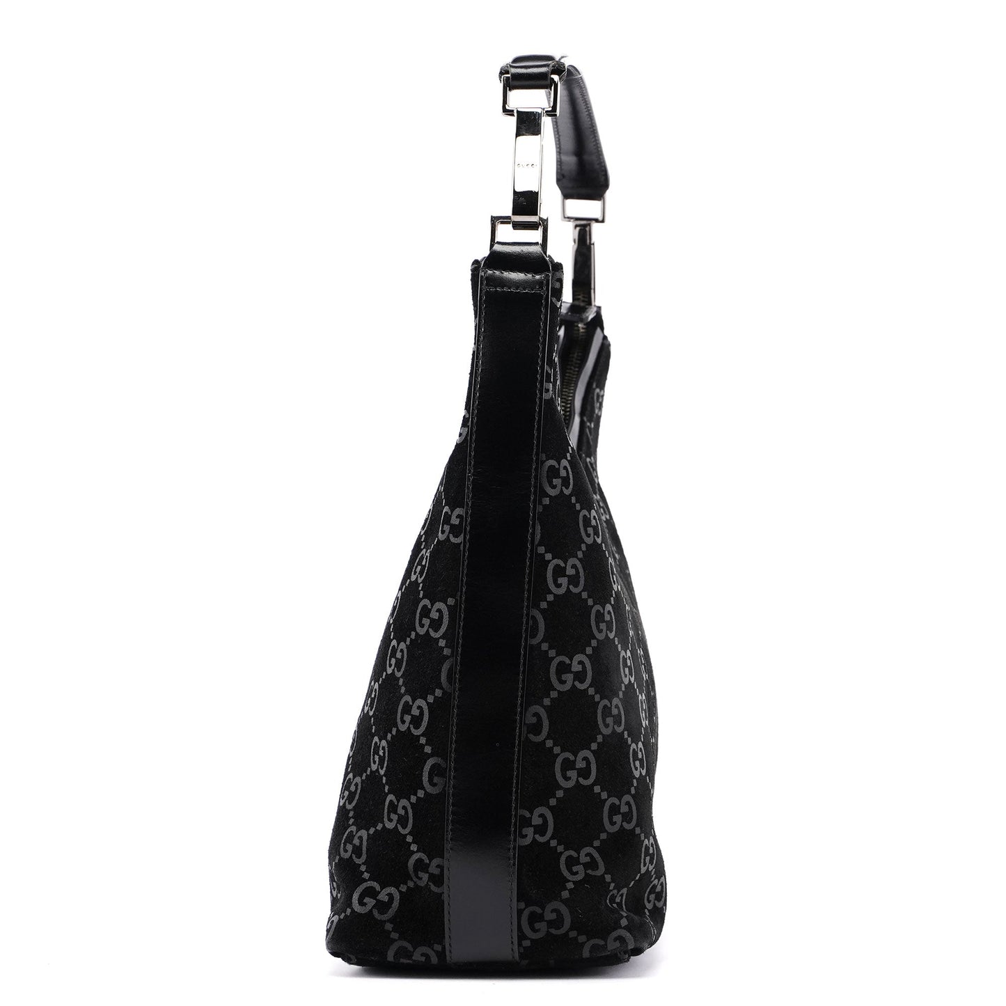 Black Suede GG Hobo Shoulder Bag