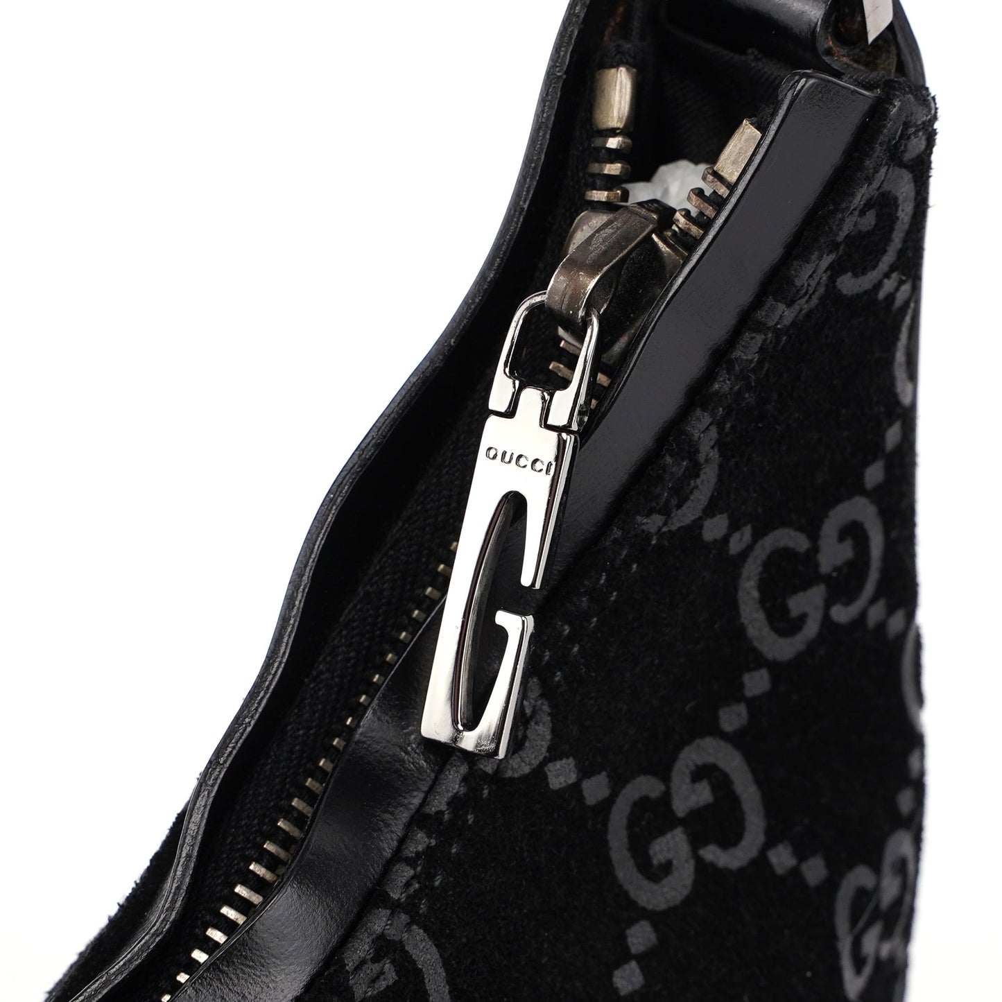 Black Suede GG Hobo Shoulder Bag