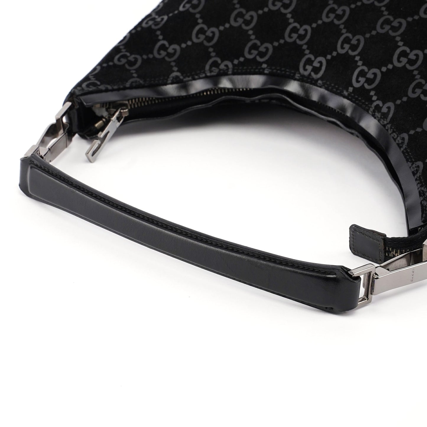 Black Suede GG Hobo Shoulder Bag