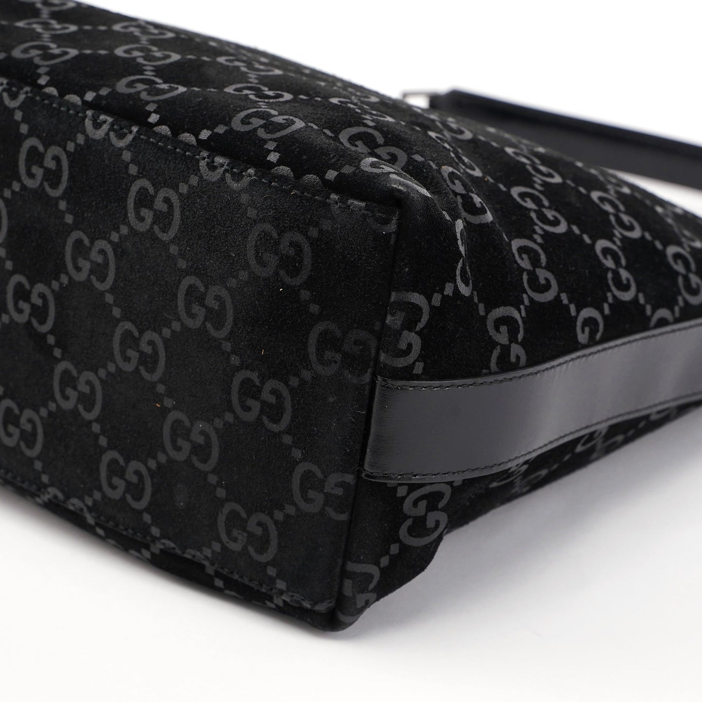 Black Suede GG Hobo Shoulder Bag