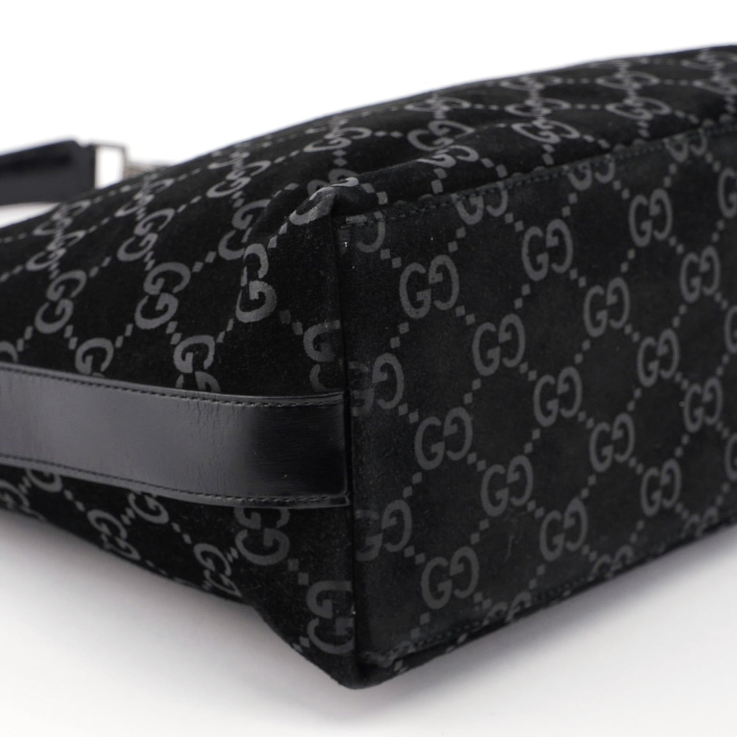 Black Suede GG Hobo Shoulder Bag